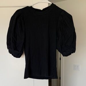 Elegant Black Puff Sleeve Top